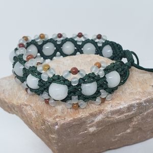 Hetian Jade/jadeite macrame adjustab knot bracelet